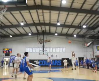 Clarksville Academy Middle School's Jeff Rideau shoots from half-court at the buzzer to win the game on Jan. 12, 2026. (Megan Sellers, contributed from video)