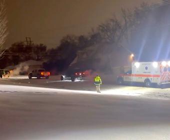 Three Jeep drivers with the all-volunteer Clarksville Jeep Crew tow a Montgomery County Emergency Medical Services ambulance up a hill on Springlot Road off of Warfield Boulevard during the ice storm on Jan. 25, 2026. (Lynn Yonts, Clarksville Jeep Crew, contributed)