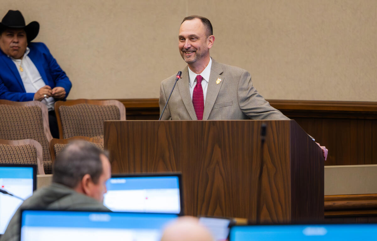 Clayton Rudder speaks at the County Commission meeting on January 5, 2026. (Wesley Irvin)