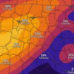 The chances of a quarter inch of ice in Middle Tennessee as of Jan. 22, 2026. (National Weather Service, contributed)