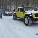 Members of the Clarksville Jeep Crew assist a vehicle stuck in the snow on Jan. 24, 2026. (Clarksville Jeep Crew, contributed)