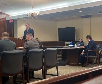 ADA Dilon Barker delivers opening arguments during the jury trial for John Vandal on Jan. 20, 2026. (Jazmin Logan)