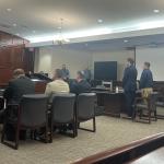 John Vandal, standing at far right, receiving his sentencing hearing date on Jan. 22, 2026. (Jazmin Logan)