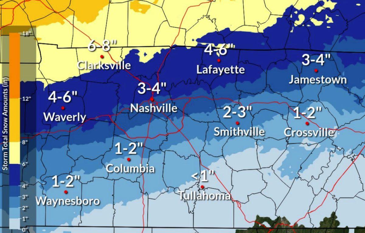The snow totals forecast through Sunday evening as of Jan. 23, 2026. (National Weather Service, contributed)