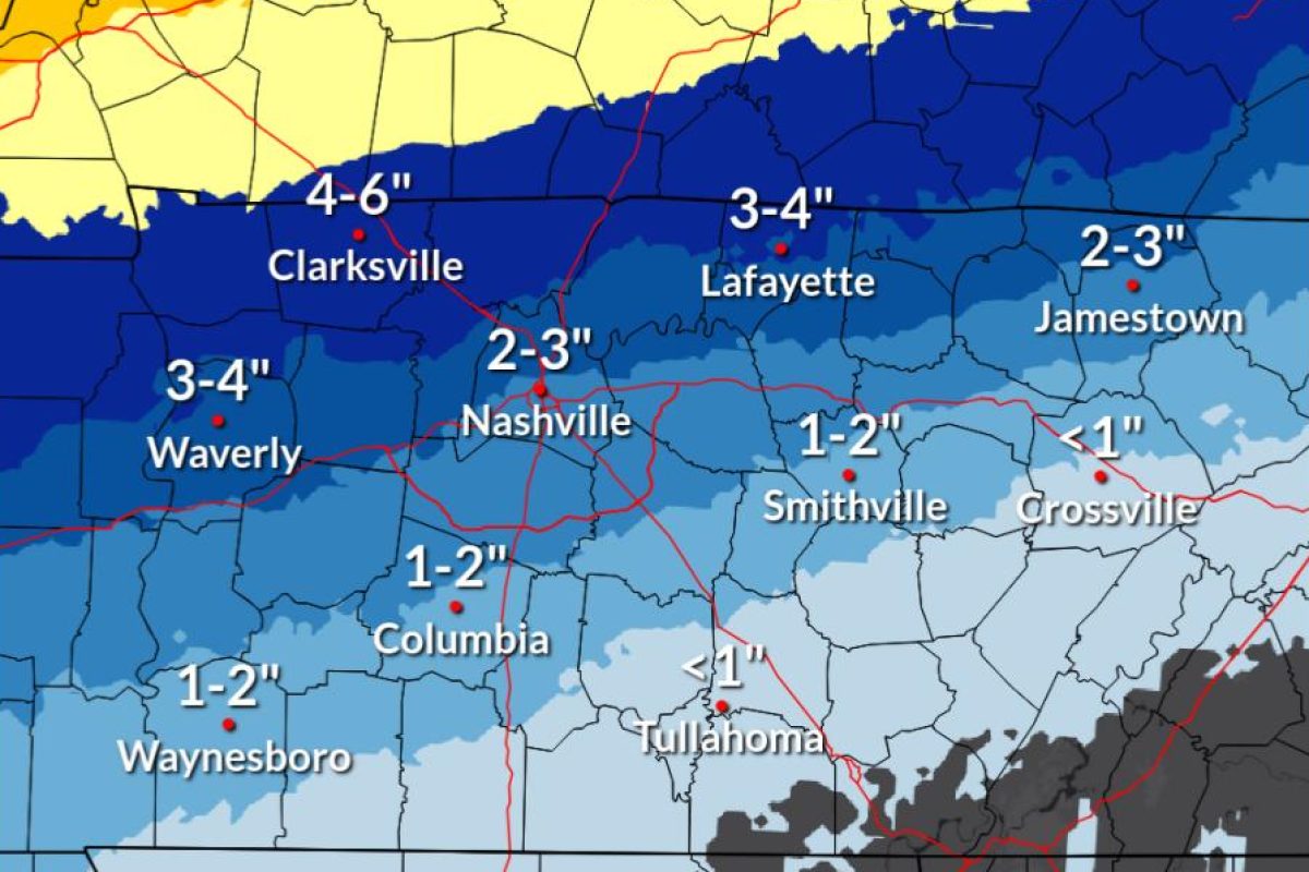 The snow totals forecast through Sunday evening as of Jan. 24, 2026. (National Weather Service, contributed)