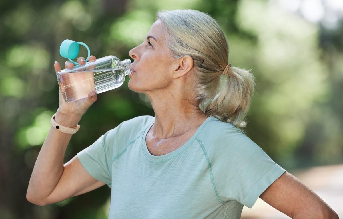 Drinking water on hot day