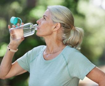 Drinking water on hot day