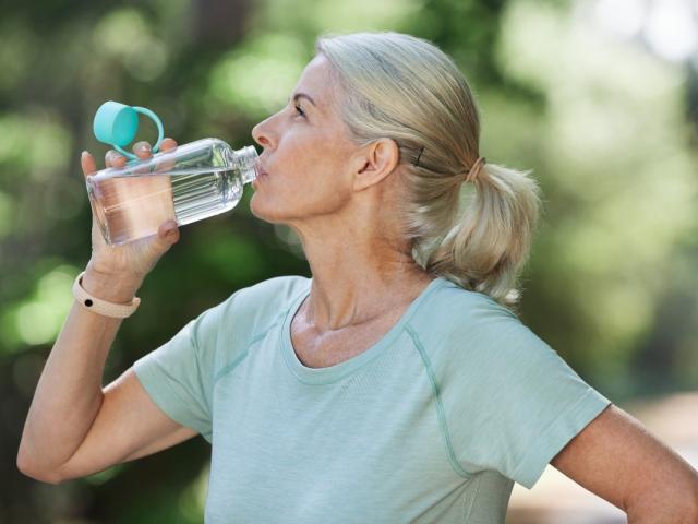 Drinking water on hot day