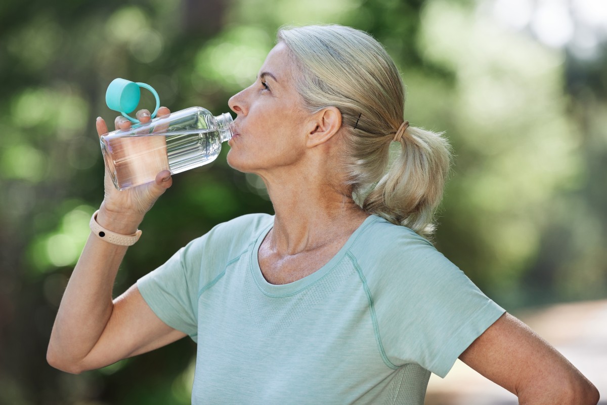 Drinking water on hot day