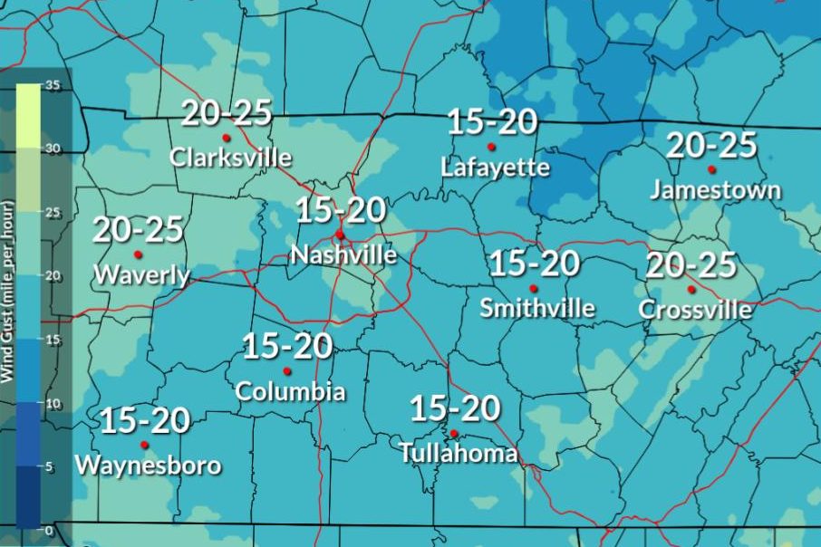 Wind gusts expected on the afternoon of Jan. 26, 2026. (National Weather Service, contributed)