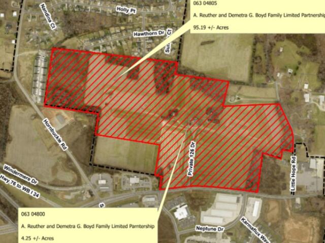 More than 99 acres that sits east of Exit 11 requested for annexation. (Regional Planning Commission contributed)