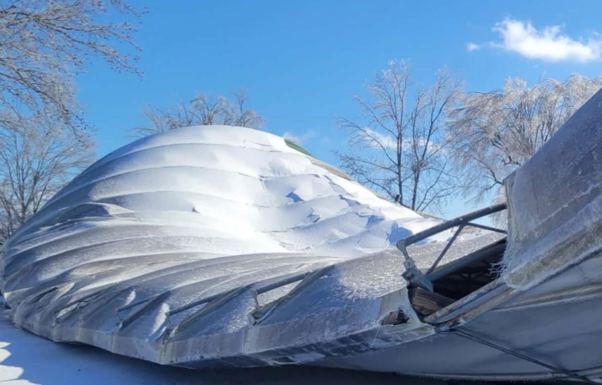 Locust Run Stables arena and barn collapsed during the ice storm on Jan. 26, 2026. (Rebecca Brown)