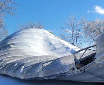 Locust Run Stables arena and barn collapsed during the ice storm on Jan. 26, 2026. (Rebecca Brown)