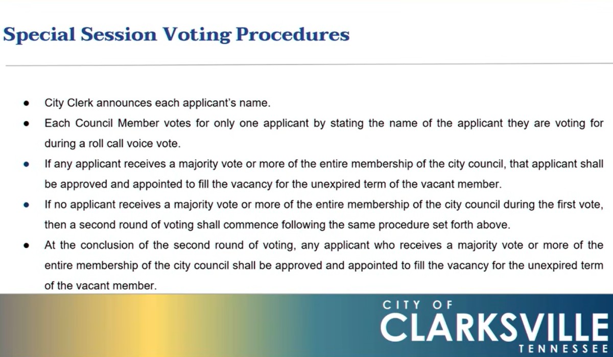City of Clarksville special session voting procedures. (City of Clarksville contributed)
