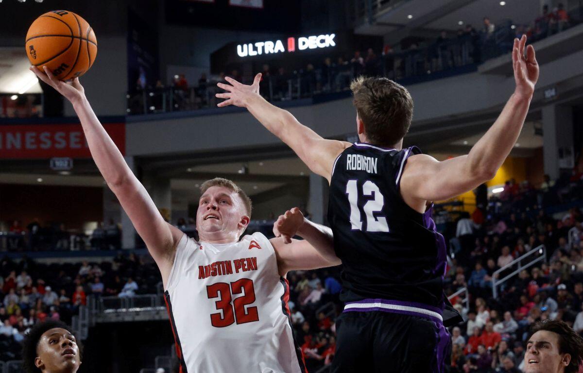 Austin Peay lost to Central Arkansas on Senior Day 88-93 during ASUN conference action Wednesday on Gary Mathews Court at F&M Bank Arena on February 26, 2026. Photo by Robert Smith, APSU Athletics.