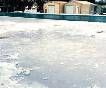 New Providence Pool's deck covered in ice on Feb. 6, 2026. (City of Clarksville, contributed)