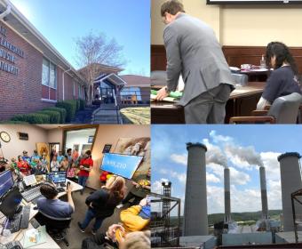 Clockwise from the top left, Clarksville Housing Authority, Cheyanne Maddox sentencing, TVA coal plant, Camp Rainbow Radiothon.