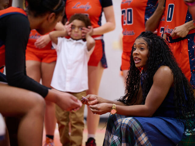 Coach Tenisha Lockridge as Kirkwood High School girls' basketball played Rossview High School on Feb. 19, 2026. (Hannah Walker)