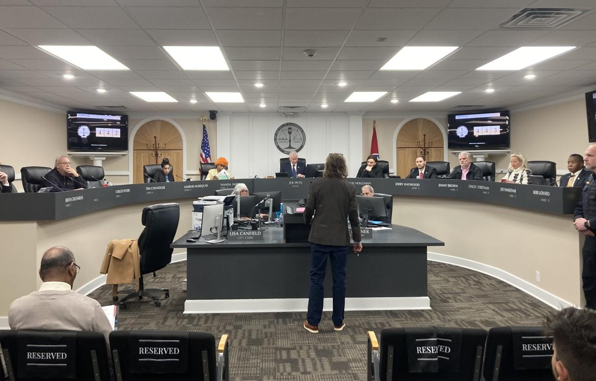 Eric Claunch addressing the Clarksville City Council on Thursday, Feb. 5, 2026. (Christian Brown)