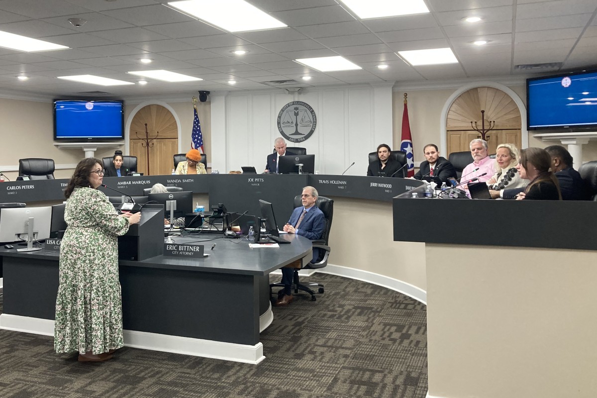 Deanna Shepard addressing the Clarksville City Council on Thursday, Feb. 5, 2026. (Christian Brown)