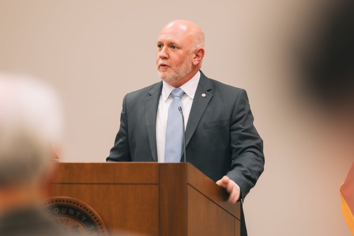 Mark Riggins at the Clarksville Kiwanis Club meeting on Feb. 24, 2026. (Joshua Peltz, contributed)