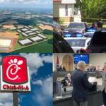 Clockwise from the top left, NorthPark Logistics, Power Street shooting, Eric Claunch sworn in, Chick-fil-A.