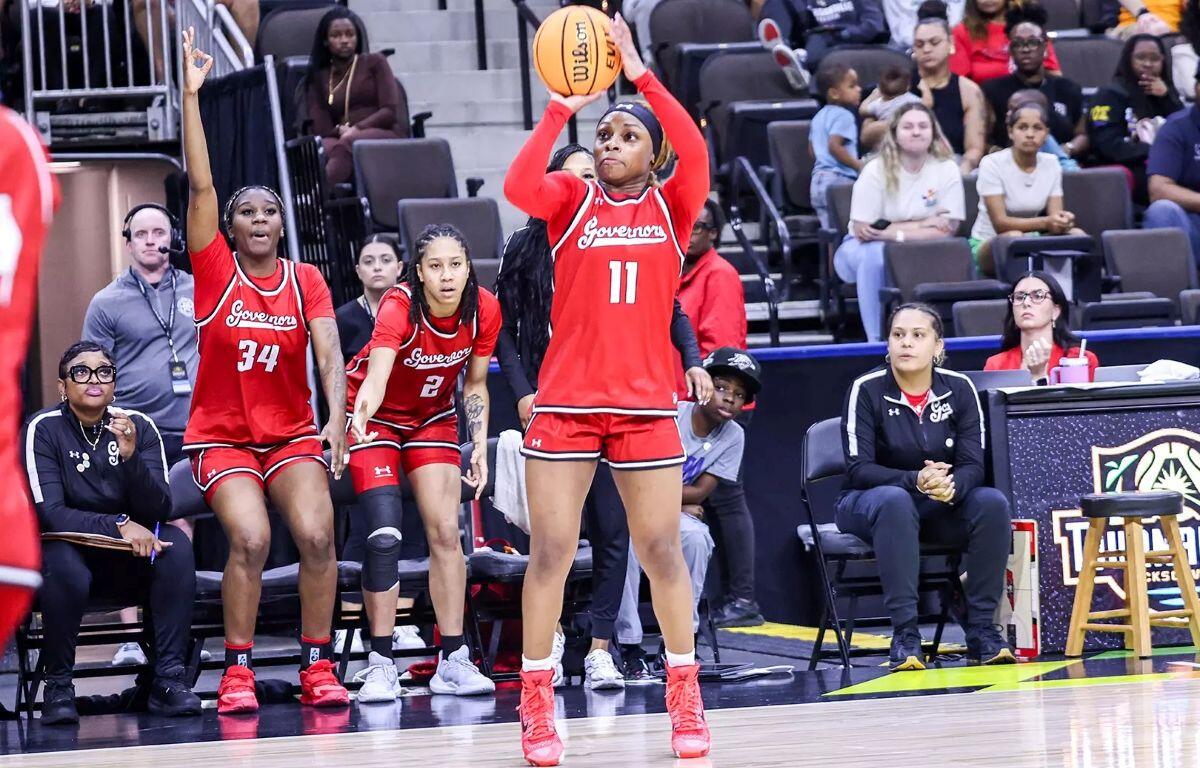 Austin Peay's women's basketball team fell to Jacksonville 66-63 in overtime of the 2026 ASUN Women's Basketball Tournament Championship, Monday, March 9, 2026, at VyStar Veterans Memorial Arena in Jacksonville, Florida. Photo by Casey Crigger, APSU Athletics