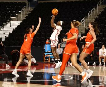 Austin Peay lost to UTRGV 71-59 in the first round of the Women's National Invitational Tournament Thursday, March 19, 2026, at F&M Bank Arena. (Robert Smith, APSU Athletics).