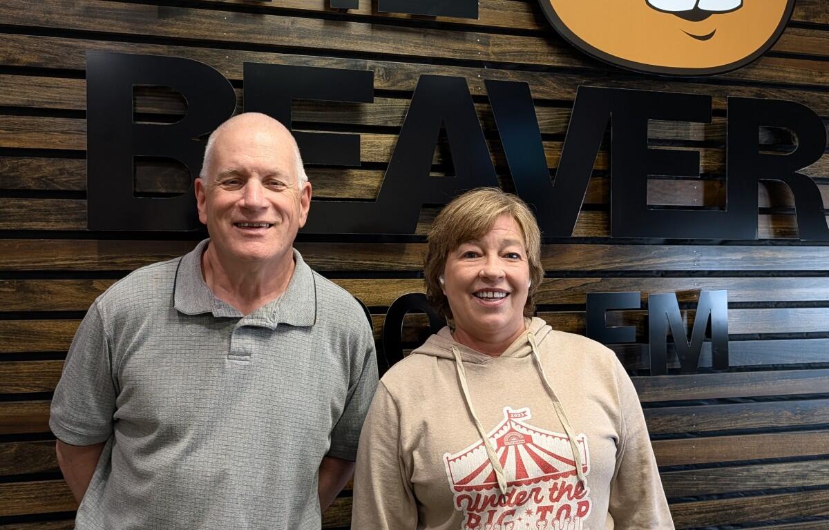 Dave Russell, left, and Monica Reed with the Beaver Mornings show on Beaver 100.3. (Chris Smith)