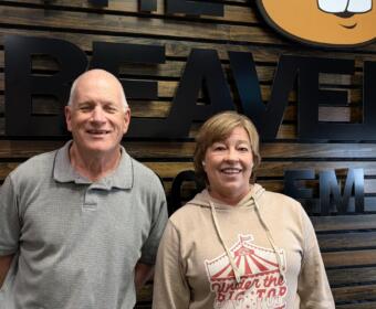 Dave Russell, left, and Monica Reed with the Beaver Mornings show on Beaver 100.3. (Chris Smith)
