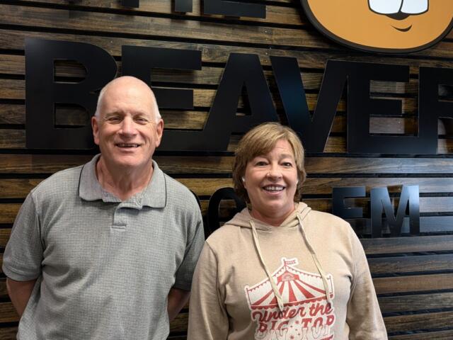 Dave Russell, left, and Monica Reed with the Beaver Mornings show on Beaver 100.3. (Chris Smith)