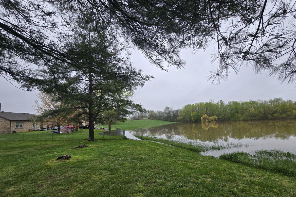 Water creeping toward the back of 276 Cheshire Rd. Photo from April 2025. (Contributed by Jim Knoll)
