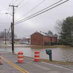 Water overflowing near the intersection of Old Russellville Pike and Dunbar Cave Road in February 2025. (Jim Knoll contributed)