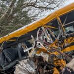 A CMCSS Kenwood Middle School bus crashed in Carroll County on March 27, 2026. (Rosalee and Zaviel Lugo, contributed via WKRN)