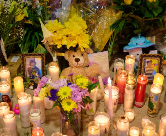 Vigil for students killed in the March 27 Kenwood Middle School bus crash on March 28, 2026. (Hannah Walker)