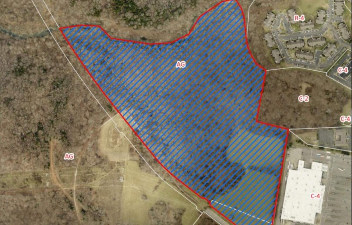 Zoomed in aerial map of proposed rezone near the intersection of Wilma Rudolph Boulevard and North Edgewood Place. (Regional Planning Commission, contributed)