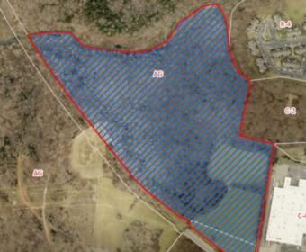 Zoomed in aerial map of proposed rezone near the intersection of Wilma Rudolph Boulevard and North Edgewood Place. (Regional Planning Commission, contributed)