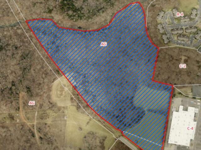 Zoomed in aerial map of proposed rezone near the intersection of Wilma Rudolph Boulevard and North Edgewood Place. (Regional Planning Commission, contributed)