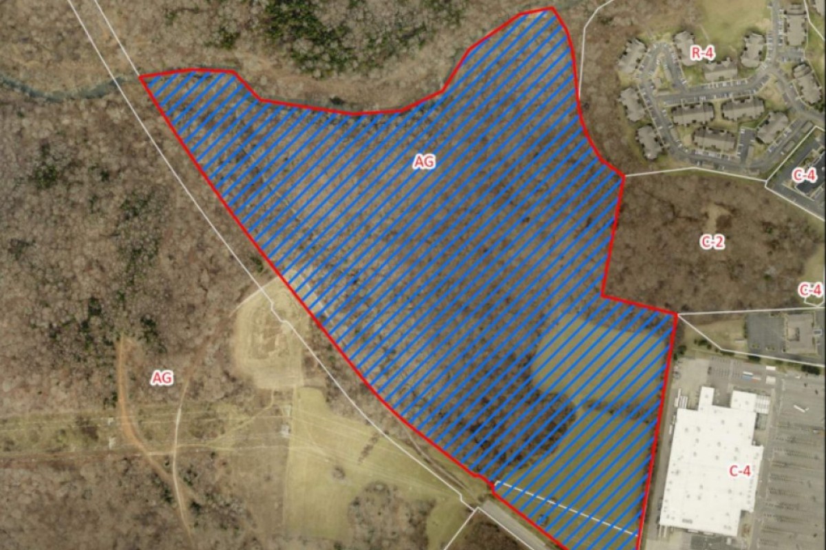 Zoomed in aerial map of proposed rezone near the intersection of Wilma Rudolph Boulevard and North Edgewood Place. (Regional Planning Commission, contributed)