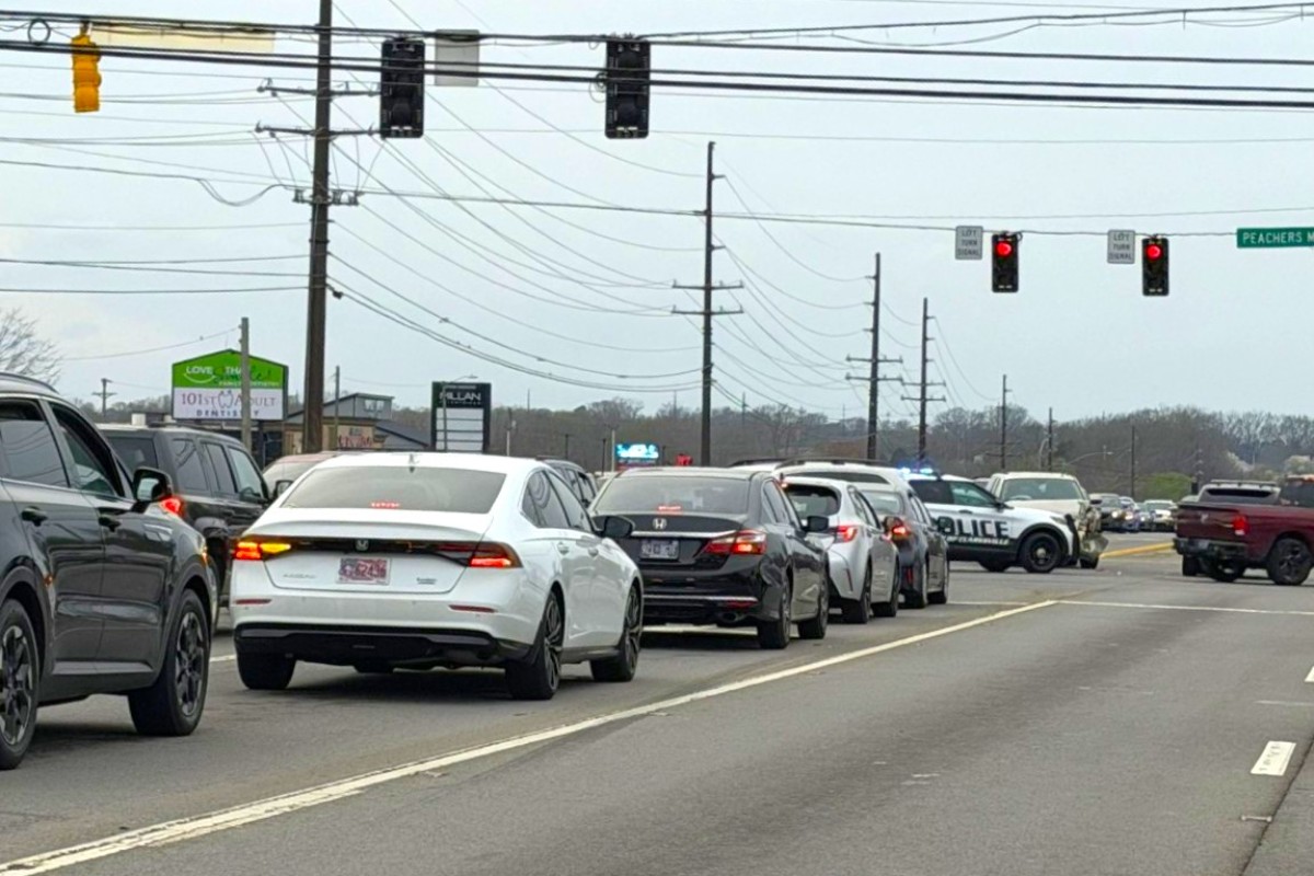 Cars crashed at 101st Airborne Division Parkway and Peachers Mill Road on March 10, 2026. (Quinzy Felthauser, contributed)