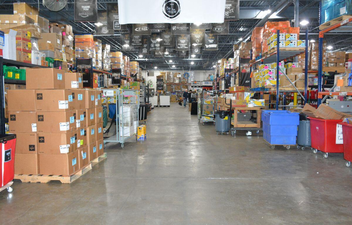 Inside the YAIPAK Outreach warehouse on 1255 Paradise Hill Road in Clarksville on Mar. 16, 2026. (Lee Erwin)