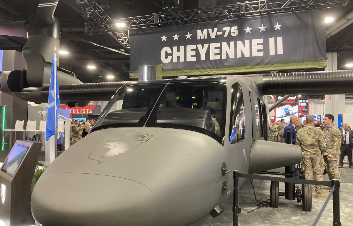 The 101st Airborne Division's MV-75 Cheyenne II tiltrotor at the Army Aviation Association of America’s annual conference in Nashville, TN, on April 15, 2026. (Christian Brown)