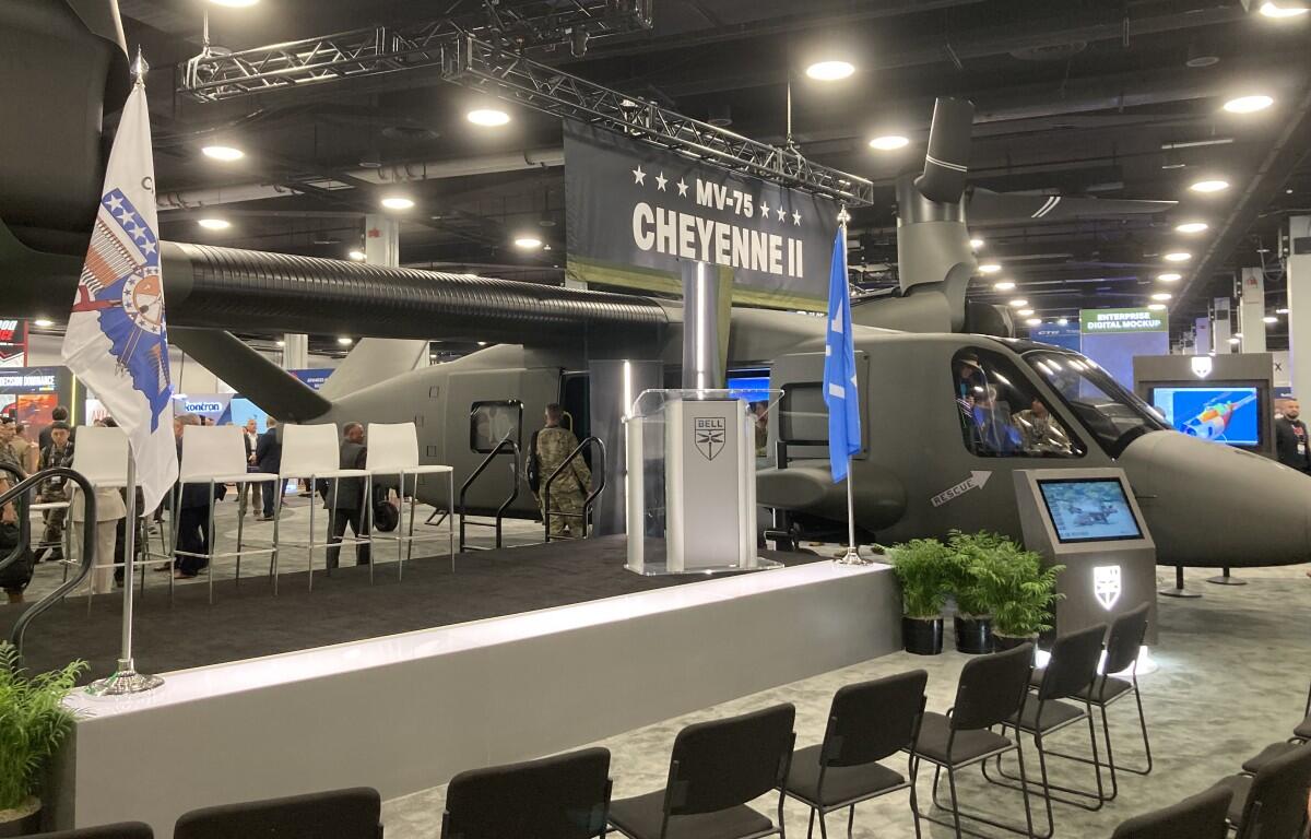 The 101st Airborne Division's MV-75 Cheyenne II tiltrotor at the Army Aviation Association of America’s annual conference in Nashville, TN, on April 15, 2026. (Christian Brown)