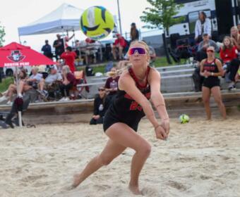 Austin Peay's Beach Volleyball team took down Tennessee Tech on Saturday, April 11, at Atkins Family Beach Volleyball Facility. (Knox Rives, Austin Peay Athletics)