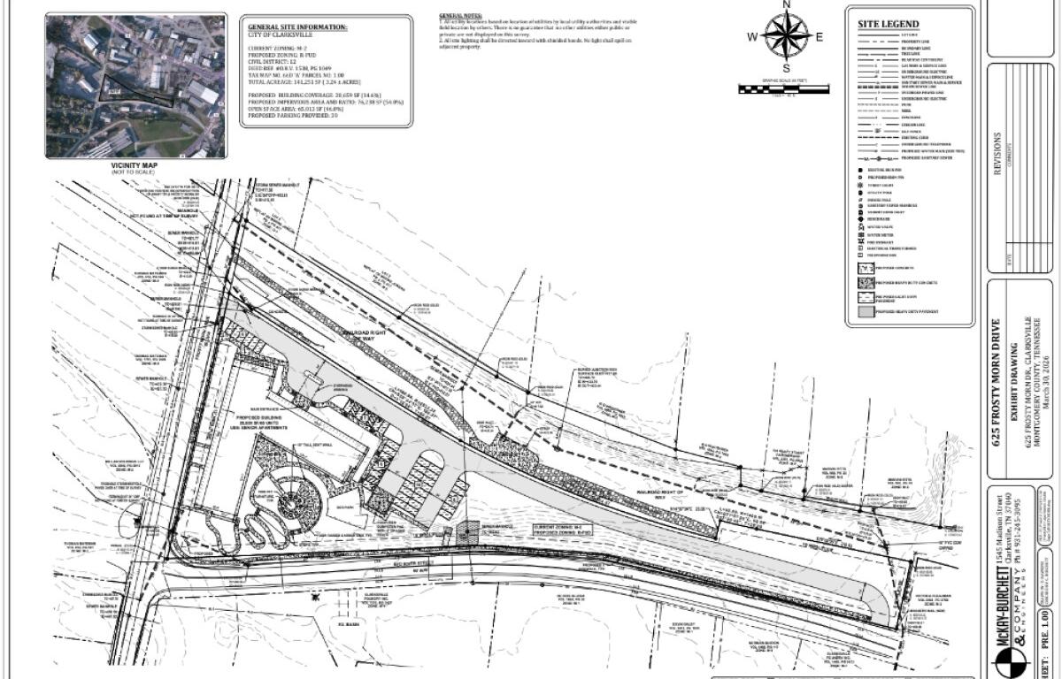 Site plans shared for the proposed development of affordable senior housing at the Frosty Morn property. (Regional Planning Commission, Contributed)