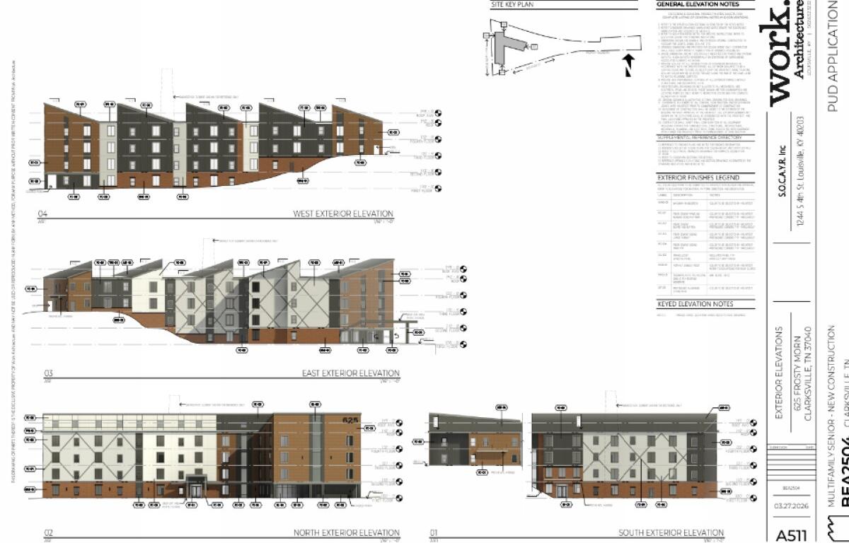Site plans shared for the proposed development of affordable senior housing at the Frosty Morn property. (Regional Planning Commission, Contributed)