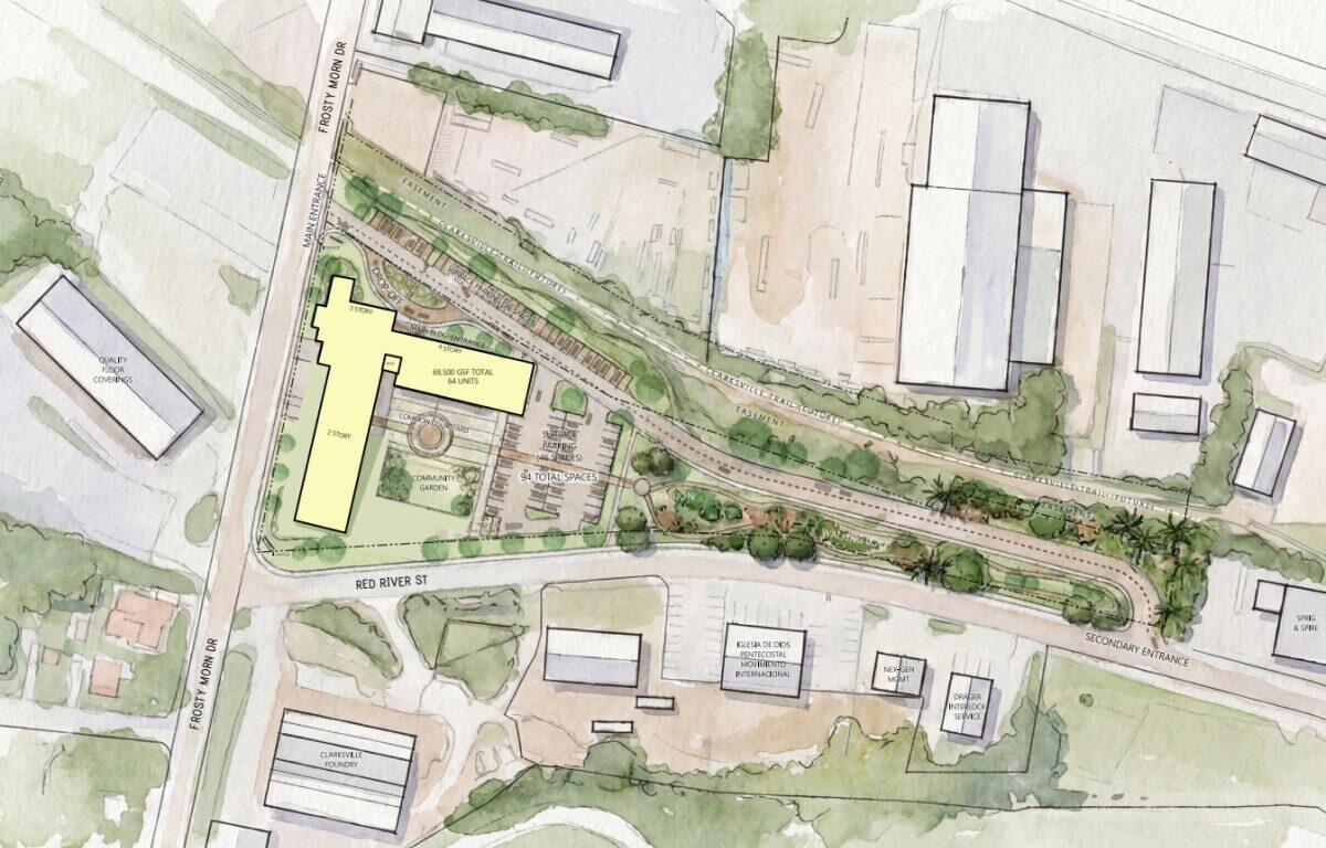 A proposed redevelopment of Frosty Morn for senior housing (Contributed, City of Clarksville)