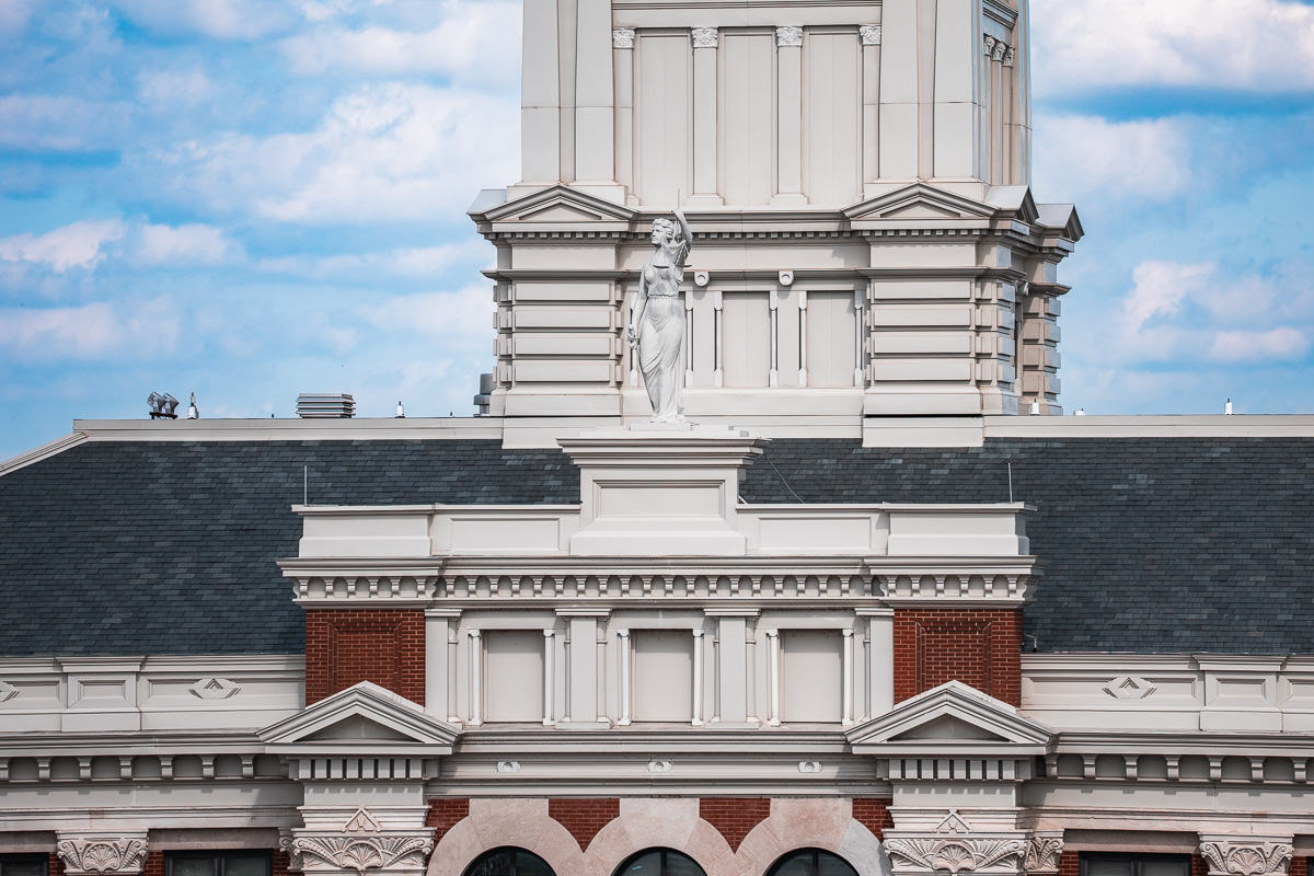 Lady Justice statue on the Montgomery County Courthouse on March 31, 2026. (Wesley Irvin)