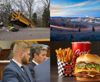 Clockwise from top left, school bus crash, zinc plant, Checkers, DUI homicide case.