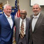 From the left, Johnny Ransdell, Dexter Mines and Mike Oliver at the Downtown Kiwanis Club on April 28, 2026. (Chris Smith)